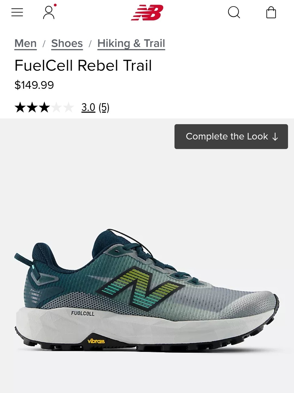 New Balance FuelCell Rebel Trail Shoe - Mens Wide 10/EU 44 - Medusa Green, Grey